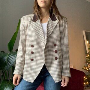 Vintage Christian Dior Gingham Blazer in Brown and Cream
